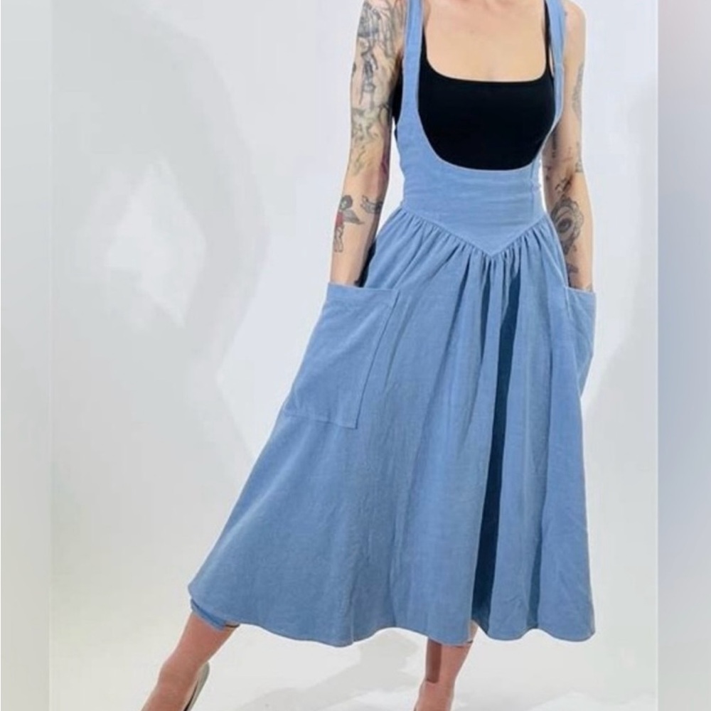 Fashion Brand Company Cindy Linen Pinafore Dress. Handmade USA. SIZE XL